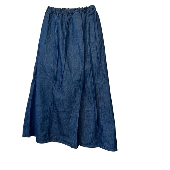 The Vermont country store women’s dark wash denim modest button front skirt 1X - Picture 2 of 3
